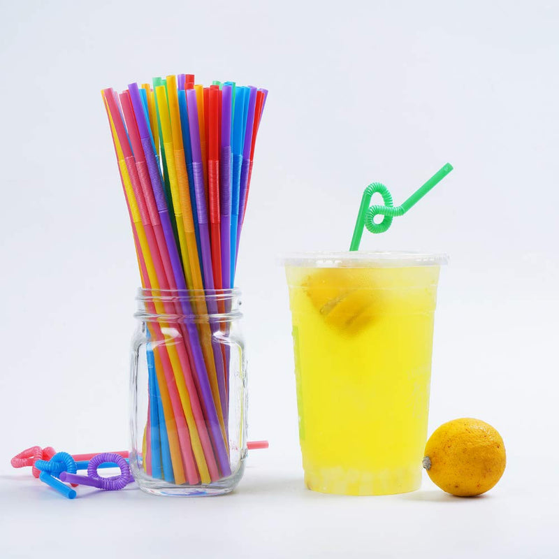 [Australia] - 200 Pcs Colorful Plastic Long Flexible Straws.(0.23'' diameter and 10.2" long) 2 pack 