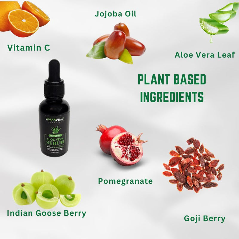 Aloe Vera Serum with Vitamin C for Wrinkles & Fine Lines, Use To Brighten Skin-Correct Dark Circles, Hydrate and Even Skintone. Use for a Natural Makeup Primer