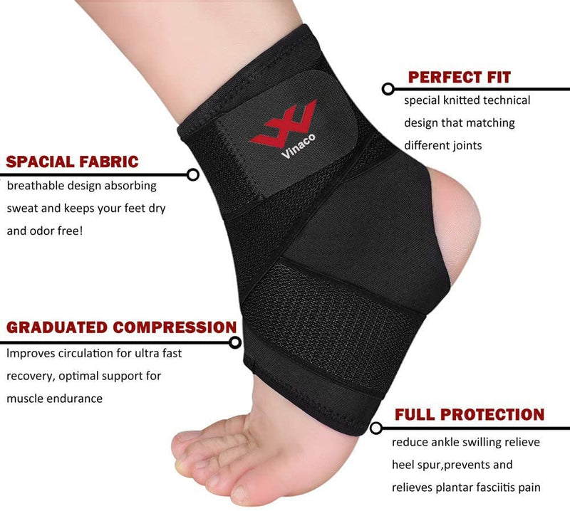 [Australia] - Vinaco Ankle Brace, 2 Pack Breathable & Strong Ankle Brace for Sprained Ankle, Stabilize Ligaments, Prevent Re-Injury, Ankle Braces for men & women with Adjustable Wrap, ankle support for men XX-Large Classic Black 