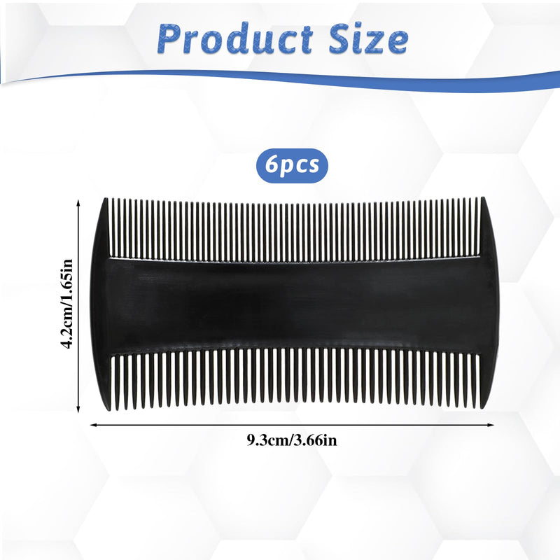 [Australia] - Pack of 6 beard combs, fine, black, beard brush, men, double-sided lice comb, men's anti-static hairdressing comb, high-quality dandruff comb, birth comb, lice combs, beard care set for men 