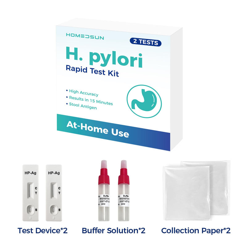 [Australia] - 2 Pack H. Pylori Stool Antigen Test Kit at-Home Helicobacter Pylori Detection Non-Invasive Fecal Rapid Test Easy to Use Results in 15 Minutes 