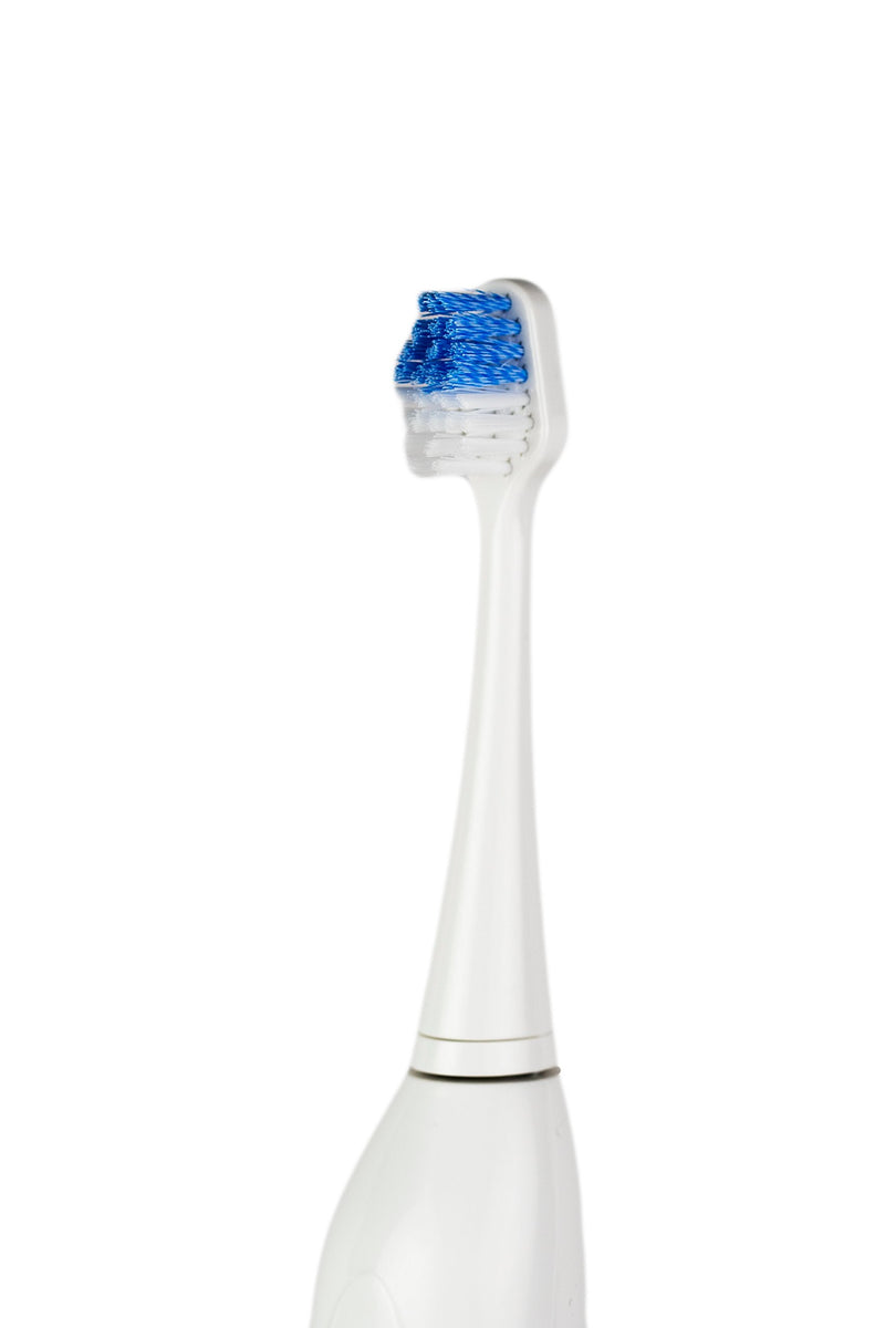 Smileactives Vibrite Sonic Electric Toothbrush Heads, 3 White/Blue Replacement Brush Heads with Firm Tip Bristles for Teeth Whitening and Cleaning, Helps Remove Plaque (Not Compatible w/Wave Version)