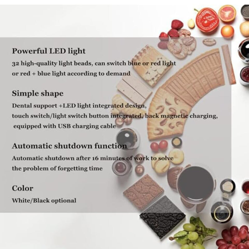 [Australia] - 32 LED Teeth Whitening Accelerator Light with Cold Light &Red Lights Trays Device, Teeth Whitening Enhancer Light Built-in 16 Minute Timer (White) White 