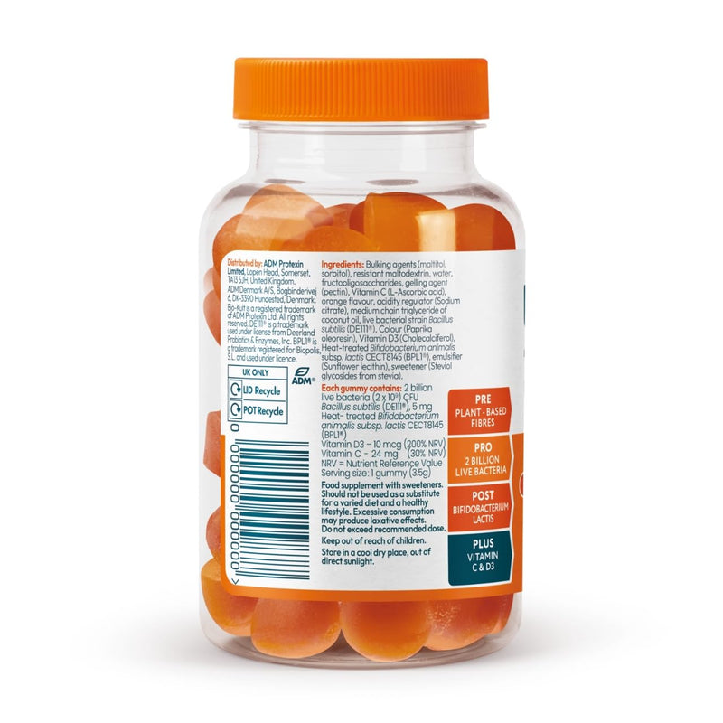 Bio-Kult 3in1 Gut Health Gummies for Adults | 2B CFU + Multivitamins | Orange Flavour | 30 Probiotic Gummies One Size