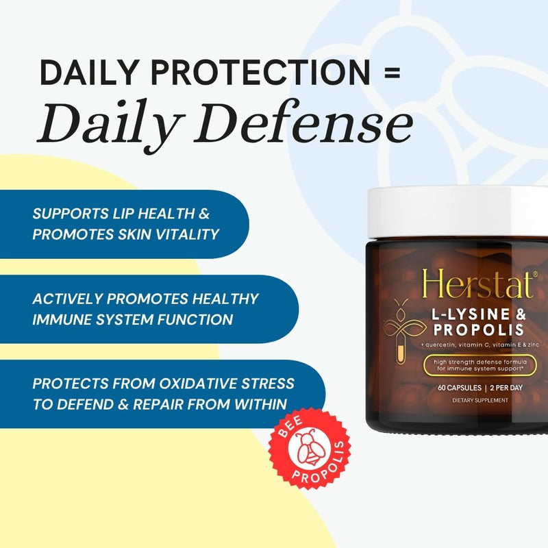 [Australia] - L-Lysine & Propolis | Advanced Lip Health & Immune Support | High Strength Formula with Quercetin, Vitamin C, Vitamin E & Zinc L-lysine 