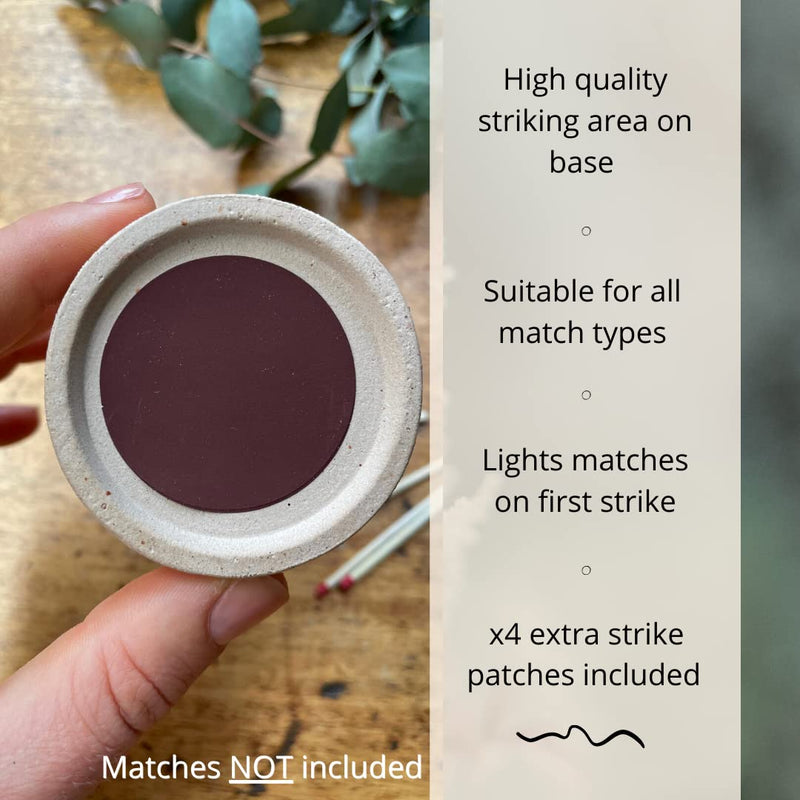 [Australia] - Match Holder with Striker | Cute Ceramic Match Jar - Perfect for Candles Matches or Bathroom Decor | Australian Designer | Lights All Matches | Extra 4 Striker Papers | Matches NOT INCL. 