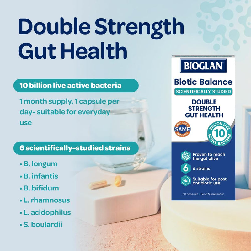 Bioglan Biotic Balance Daily Flora | 10 Billion | CFU | 6 Strains | Live Cultures | 30 Capsules 30 count (Pack of 1)
