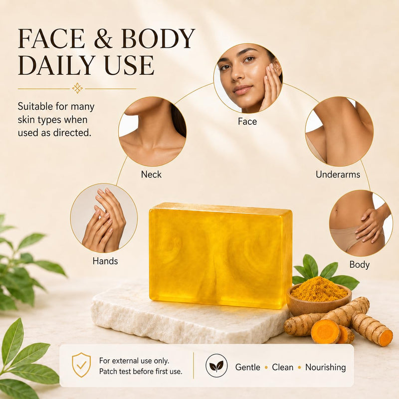 Kojic Acid & Turmeric Soap Bar - Hand-Swirled Aesthetic with Visible Turmeric & Vitamin C, Brightening Cleanser for Uneven Skin Tone, Face & Body Wash with Shea Butter & Glycerin, 4Bars/3.53 oz 4