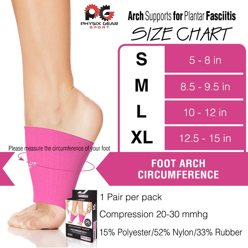 [Australia] - Physix Gear foot bandage metatarsal immediate pain relief for flat feet, splay feet, heel spurs, plantar fasciitis foot bandage midfoot with arch support flat foot insoles PINK XL 