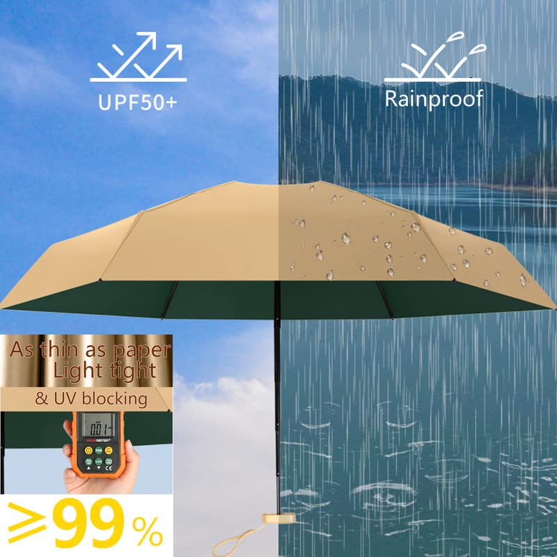 Small Mini Umbrella For Travel Compact UV Umbrella For Sun&Rain Windproof Lightweight Simple Color Flod Umbrella For Women Man Kids（Dark Green）