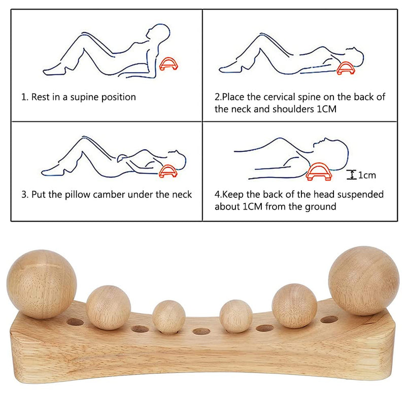 [Australia] - Wooden Point Massager, Psoas Muscle Release Tool, 6 Massage Heads, Back, Waist, Shoulder, Neck, Hips, Pelvic Correction, Manual/Hand-Powered 