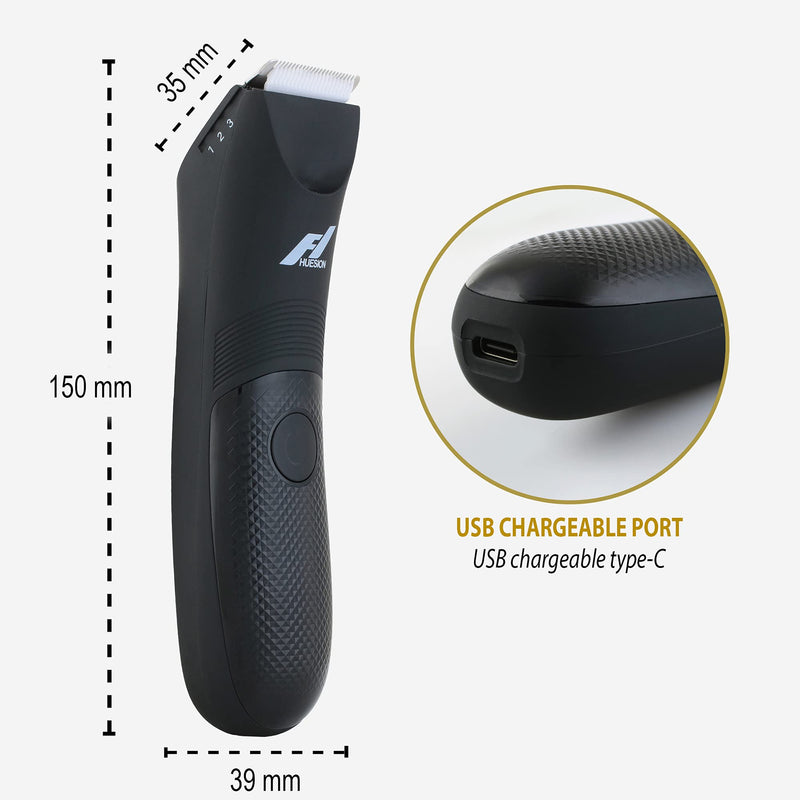 [Australia] - Fhuesion® Manscape Trimmer for Men -IPX7 Waterproof Ball Trimmer w/Light & Ceramic Blade, Body Groomer for Pubic/Body/Groin Grooming, Electric Razor Shavers USB-C Charging, No Nicks, Gifts for Him 