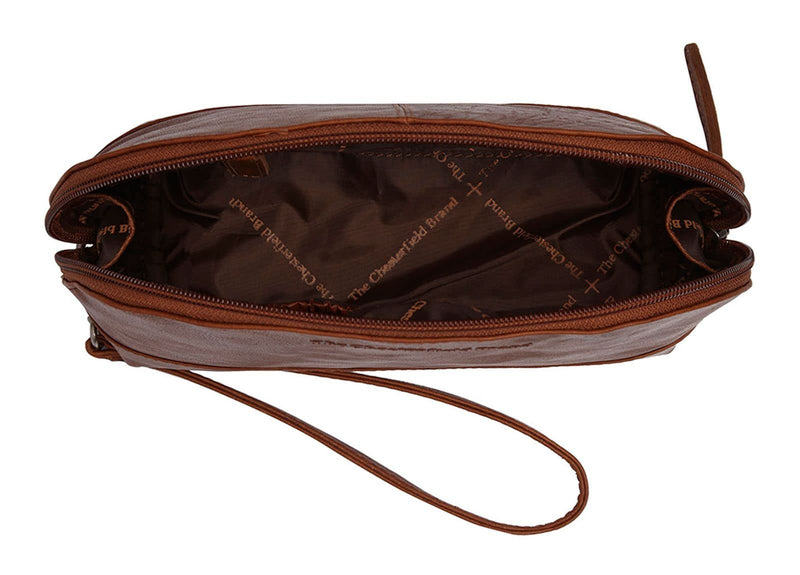 Chesterfield Brand Toiletry Bag TORINO | Made Of Leather | Large Cosmetics Case For Men And Women For Travel (Cognac)