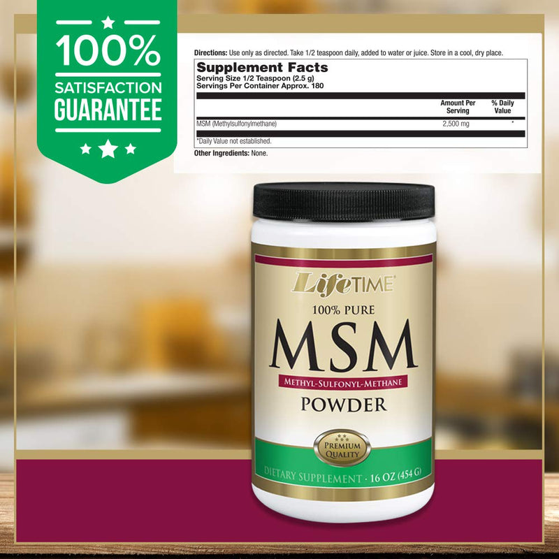 [Australia] - LIFETIME 100% Pure MSM (Methylsulfonylmethane) Powder | Supports Healthy Joints & Skin | 2500 mg Per Serving | 16 oz, 180 Servings 