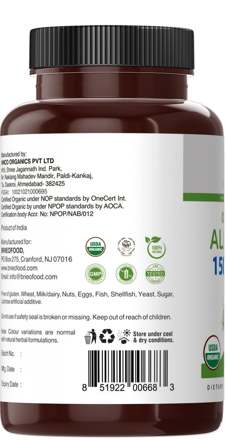 [Australia] - Brieofood Organic Alfalfa 1500mg, 45 Servings, Vegetarian, Gluten Free, 90 Vegetarian Tablets 