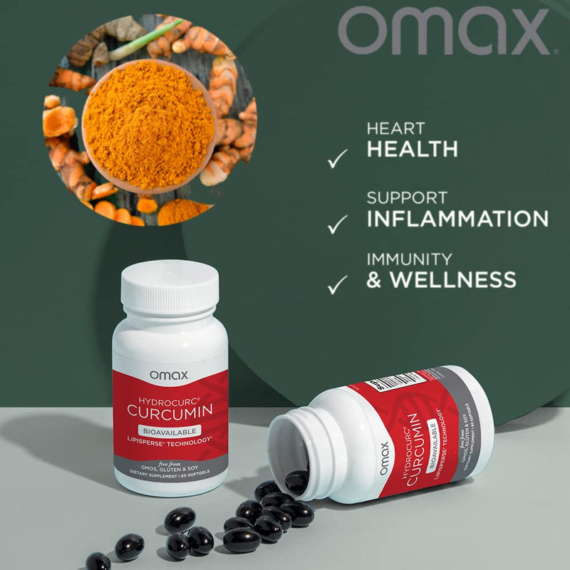 [Australia] - Omax HydroCurc Turmeric Curcumin Softgels, Highly Bioavailable for Natural Joint Relief, Nanoparticle Potency & Absorption (60 Softgels) 