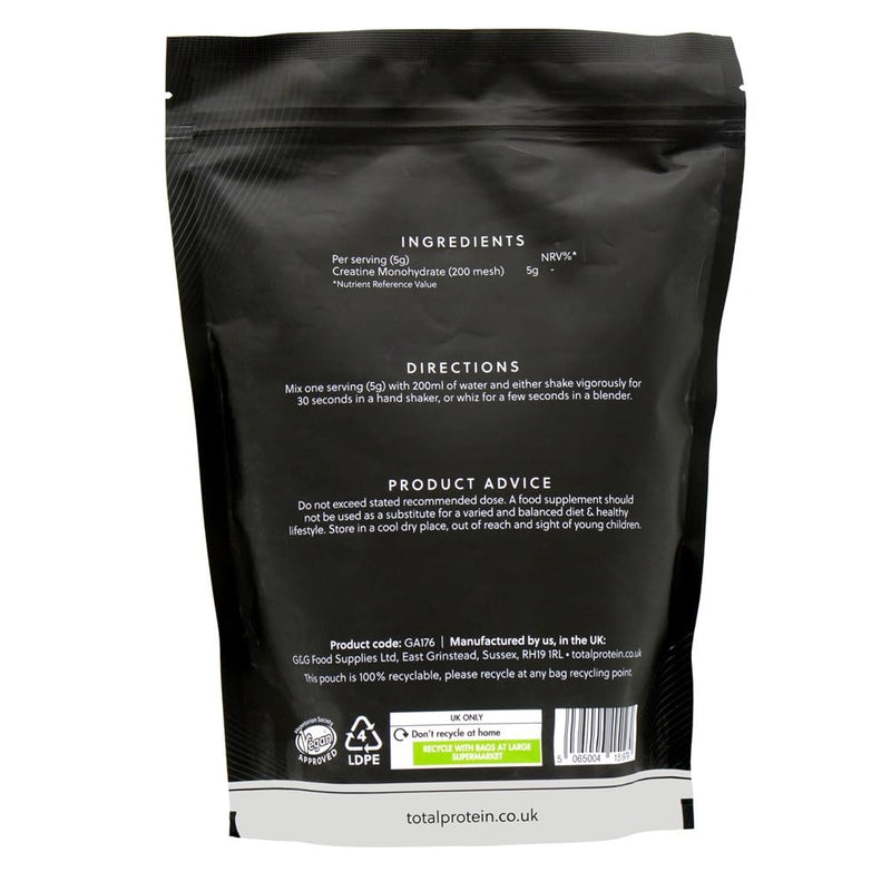 Total Creatine - 500g Creatine Monohydrate Powder (200 mesh) - Unflavoured Supplement by G&G Vitamins