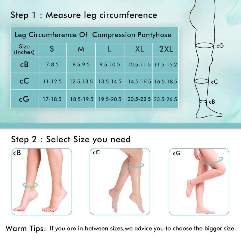 [Australia] - Compression Pantyhose Women 20-30 mmHg Stockings for Varicose Veins (Black, S) 