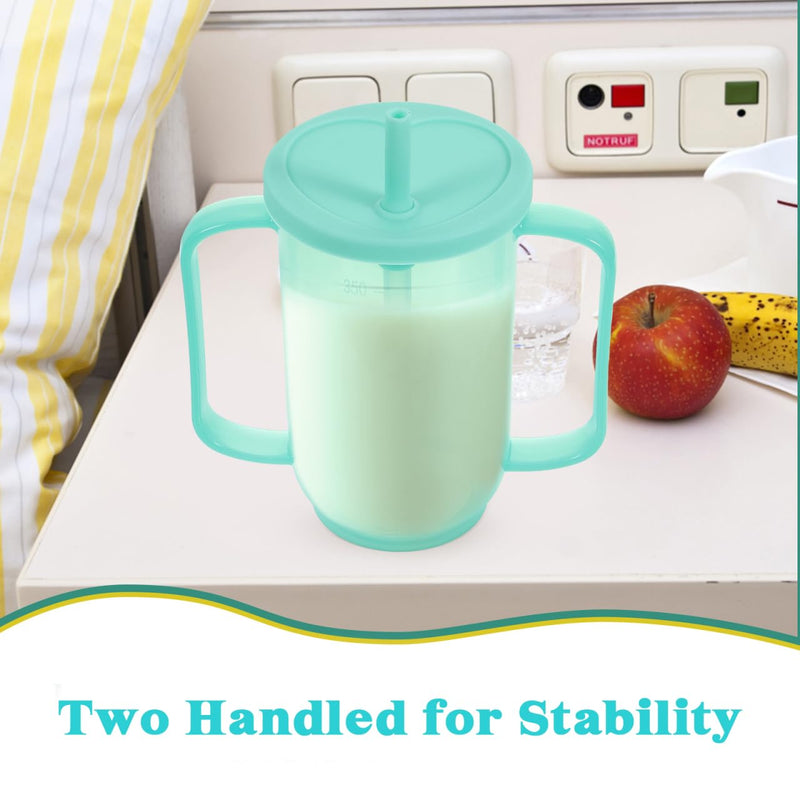 Inclined Mouth Nursing Cup for Disabled Patients Elderly and Maternity Care Spill-Proof Drinking Cup Moderate Capacity Drinking Aid for Daily Use Light Green 15x13cm