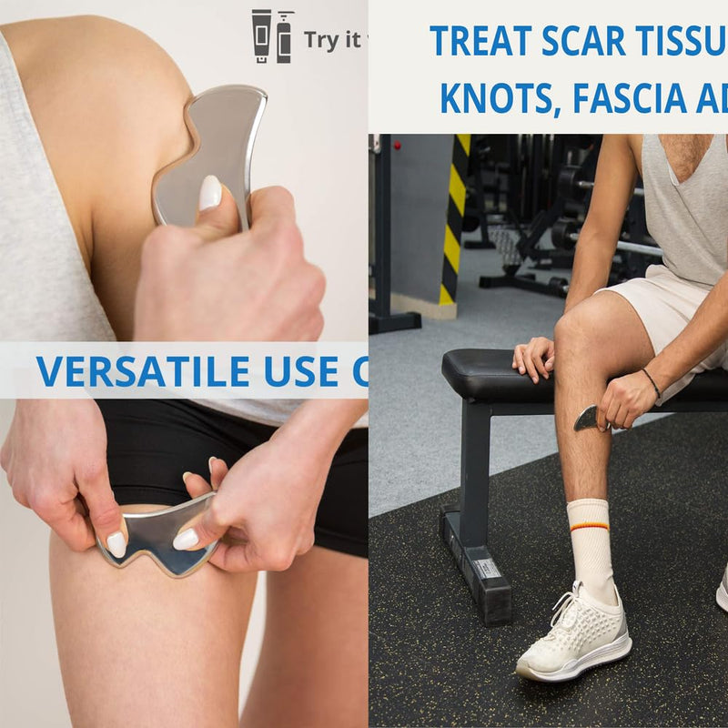 [Australia] - 4 in 1 Stainless Steel Gua Sha Muscle Scraper Tool, Professional IASTM Physical Therapy Tool Set for Massage and Scraping （4pcs Carry Bag） GYX COELE-10 