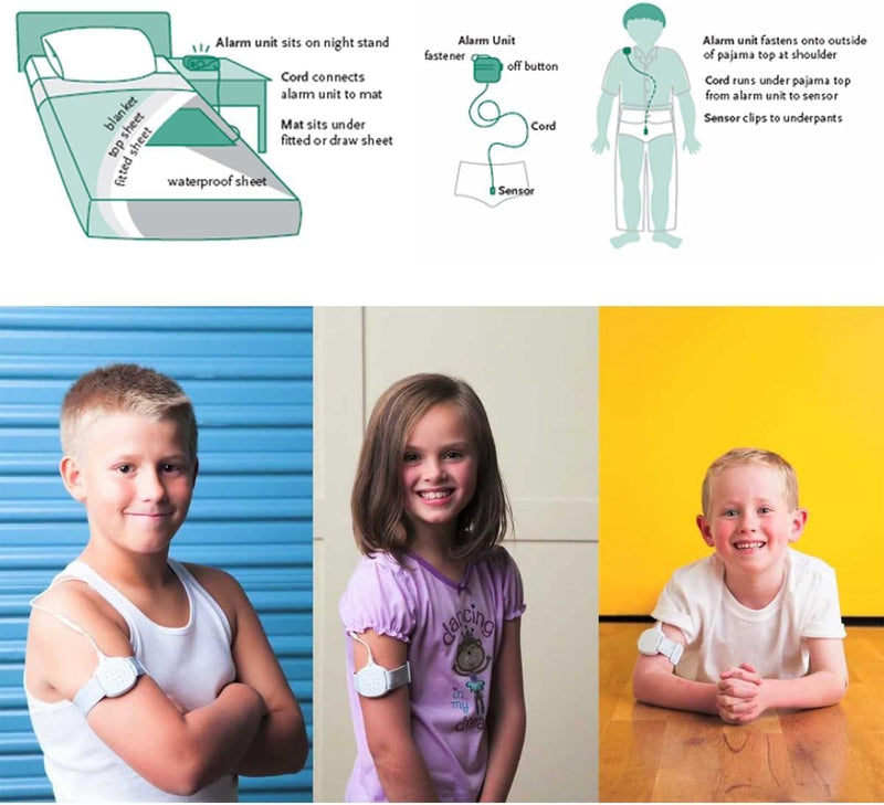 [Australia] - Bed Wetting Alarm for Boys, Girls & Older Kids for Potty Training, Stop Bedwetting with Night Guard Protection,Heart-Shaped,UBS Rechargeable White 