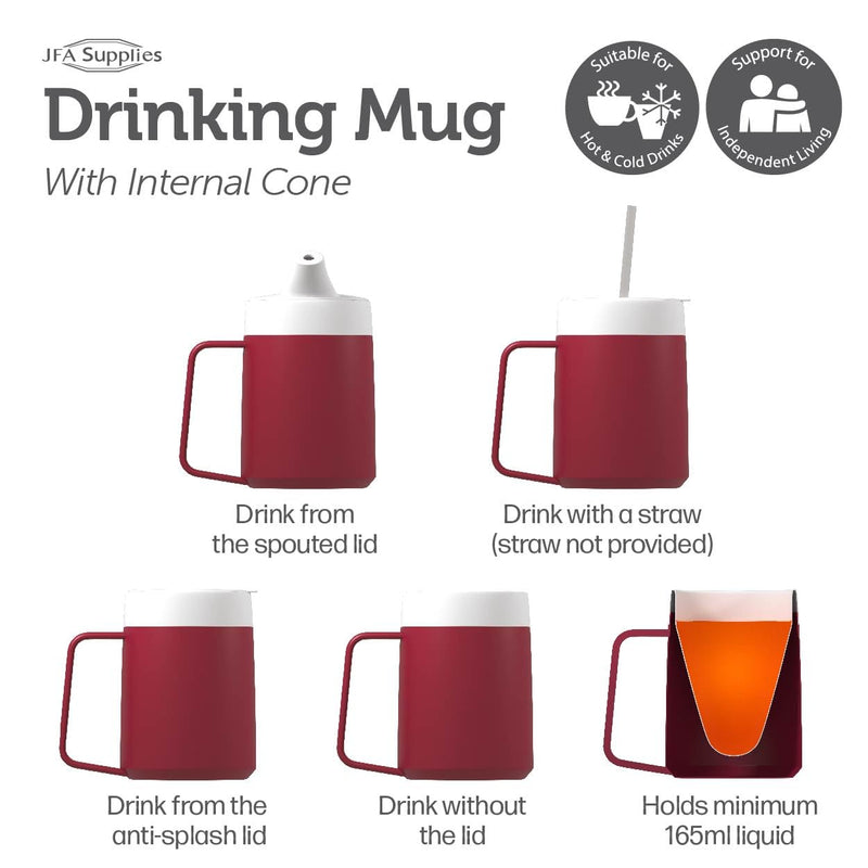 JFA Supplies 1 Handle 165ml Red Adult Drinking Mug/Drinking Cup/Sippy Cup/Non Spill Cup