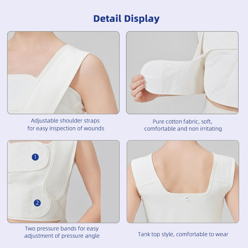 [Australia] - Compression Post Mastectomy without Reconstruction, Post Breast Surgery Compression Bandage, Minimally Invasive Surgery Chest Strap Compression Bandage, Medical Recovery Stretch Bandage (XL) 