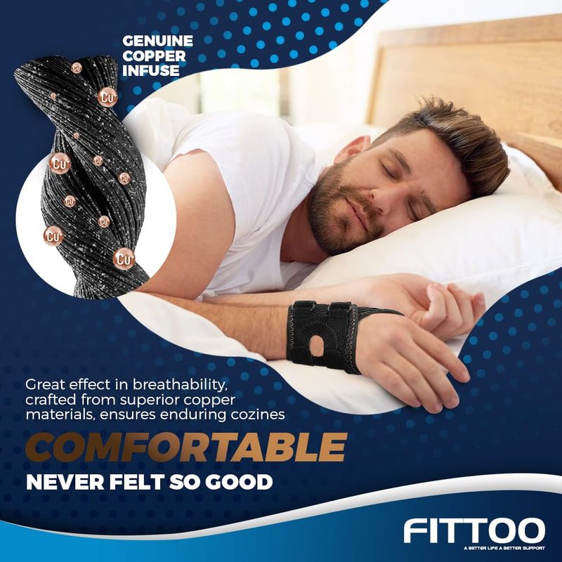 [Australia] - FITTOO Wrist Brace for TFCC Tears, Real Copper Infused TFCC Wrist Brace with Ring Pad for TFCC Tears, Ulnar Sided Wrist Pain, DRUJ Instability, Universal Size for Men & Women Right-L Coal - Right Hand Large 