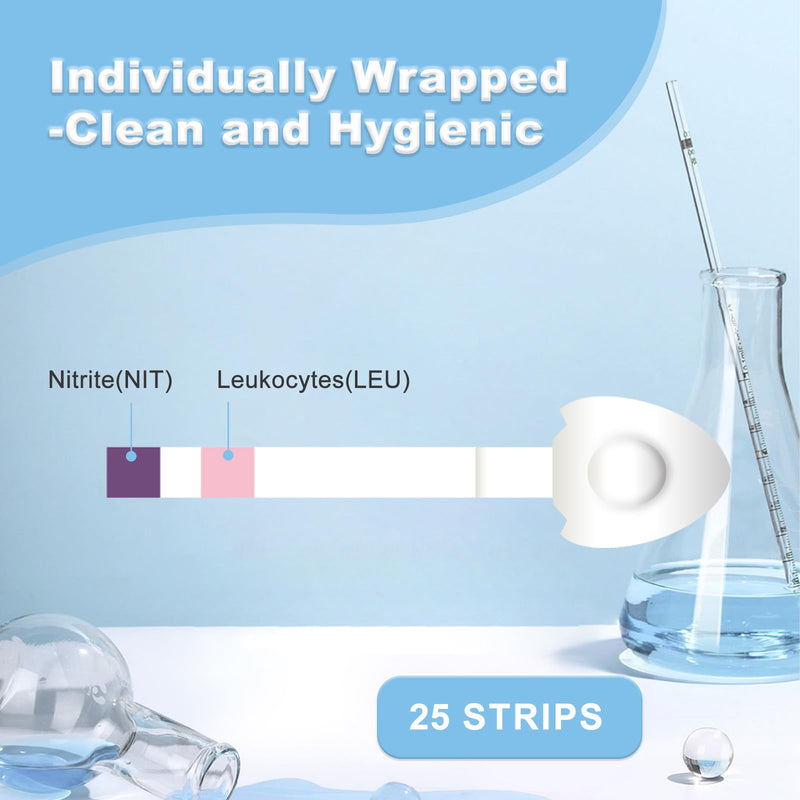 UTI Test Strips, Urinary Tract Infection Testing Kit, Home Rapid Detection for Leukocytes and Nitrite, at Home UTI Testing, Clean Grip Handle, UTI Test Kit Individually Wrapped, 25 Strips 25 Count