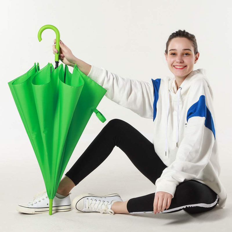 RUMBRELLA UV Stick Umbrella Auto Open UPF 50+ with J Hook Handle 51IN | Automatic Open Wind-Resistant Umbrella for Adults Fits 2 People, J Hook Handle, Fast-Drying Kelly Green