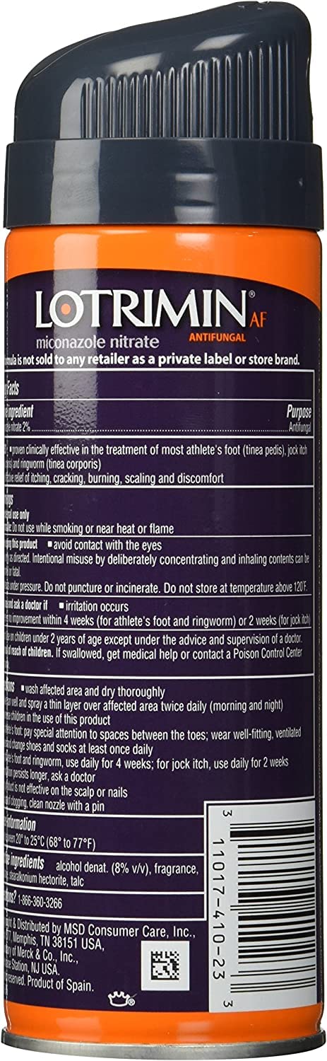 Lotrimin Af Miconazole Nitrate Deodorant Antifungal Powder Spray, 4.6 Ounce - Pack of 2 4.6 Ounce (Pack of 2)