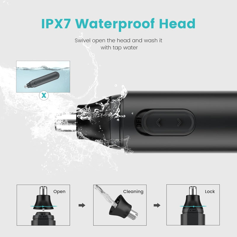 [Australia] - Ear and Nose Hair Trimmer for Men, 4 in 1 USB Rechargeable Professional Eyebrow and Facial Hair Trimmer with Waterproof Head Double-Edge Stainless Steel Blade 