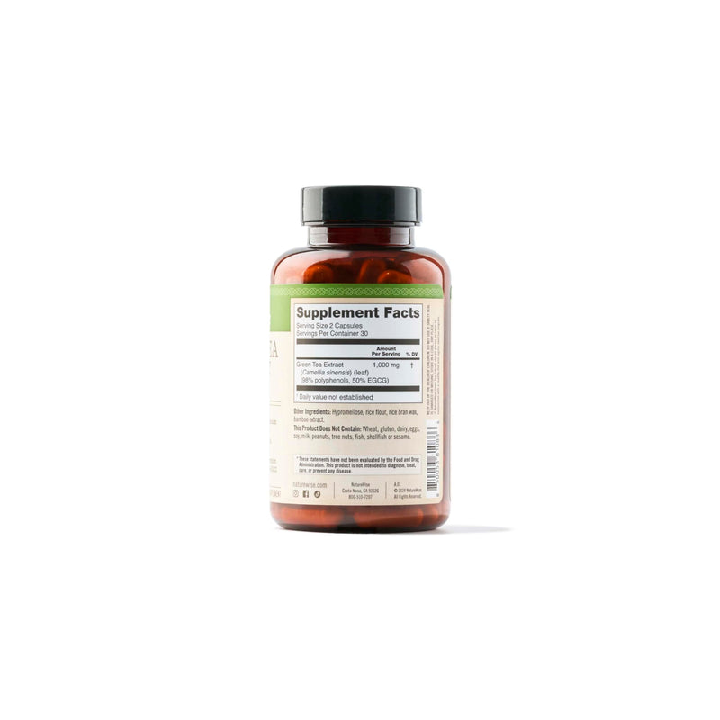[Australia] - NatureWise Green Tea Extract Capsules 1000 mg - 50% EGCG & 98% Polyphenols - Extra Strength Antioxidants for Heart Health and Energy - Vegan, Gluten Free, Non-GMO - 60 Capsules[1-Month Supply] 60 Count (Pack of 1) 