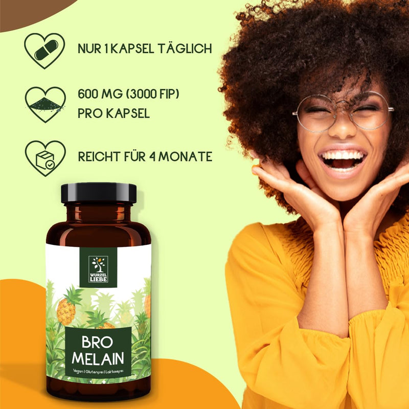 [Australia] - Bromelain capsules high dosage 120 capsules each 600 mg (3000 F.I.P) - 4 month supply - without genetic engineering - laboratory tested - vegan - root love 