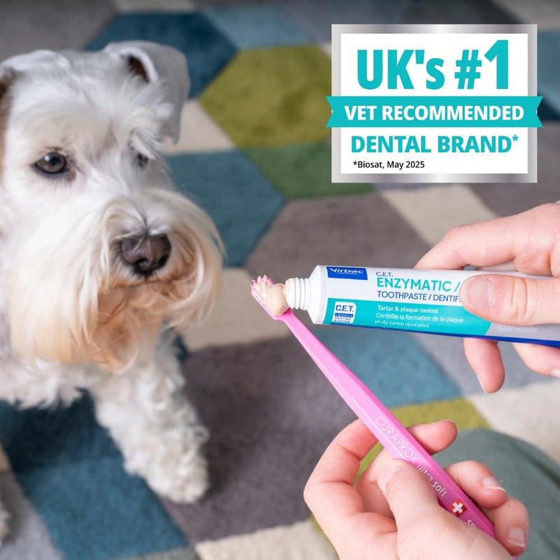 [Australia] - Virbac C.E.T. Oral Hygiene Kit for Cats and Dogs | 3 Piece Set with Dual Ended Toothbrush, Fingerbrush, and Poultry Flavor 2.5 oz tube of Toothpaste | Remove Plaque & Tartar Buildup 