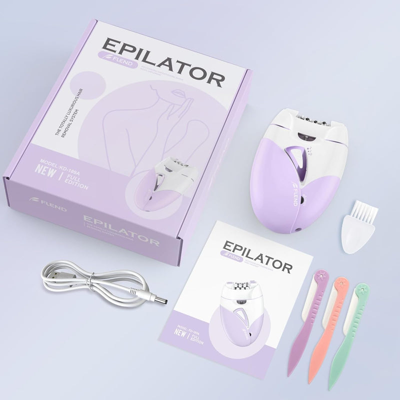 [Australia] - Epilator, Epilators Hair Removal for Women - 2-Speed Epilator with Massage Pad, Rechargeable LED Hair Removal Device for Face/Bikini/Arms/Legs/ Purple 