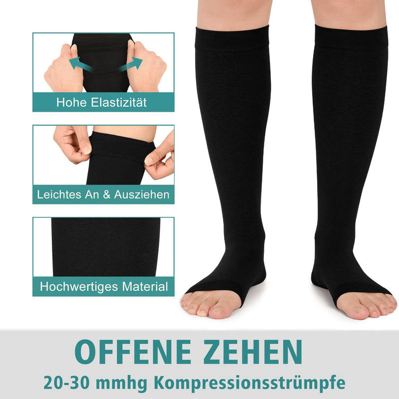 [Australia] - Evolyline Medical Compression Stockings Women & Men 20-30 mmhg Class 2, Compression Socks Thrombosis Stockings Women's Flight, Support Stockings Women's Support Tights for Varicose Veins Ankle Black XXL 