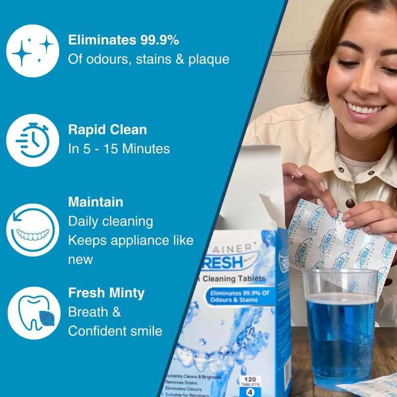 [Australia] - Retainer Cleaner Tablets - 36 Tablets 1 Month Retainer Fresh - Retainer Cleaning Tablets, Mouth Guard Cleaner, Denture Cleaner, Aligner Cleaner, Brite Retainer Tablets 