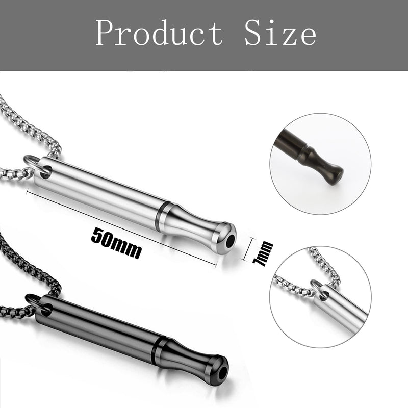 [Australia] - Smoking cessation aid, stainless steel quit smoking necklace, original smoking cessation breathing necklace, anti-smoking breathing chain, stress-relieving against anxiety breathing necklace (black + silver) 