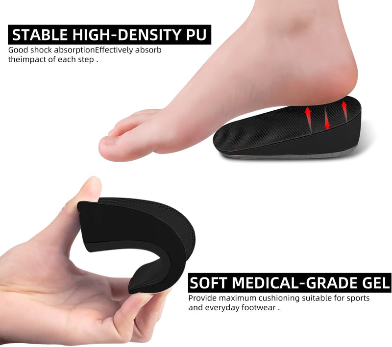 [Australia] - Ailaka Gel Height Increase Insoles 1 Pair, Invisible Shoe Lifts Inserts, Elastic Shock Absorption Heel Cushion Pads for Men Large (Pack of 1) 