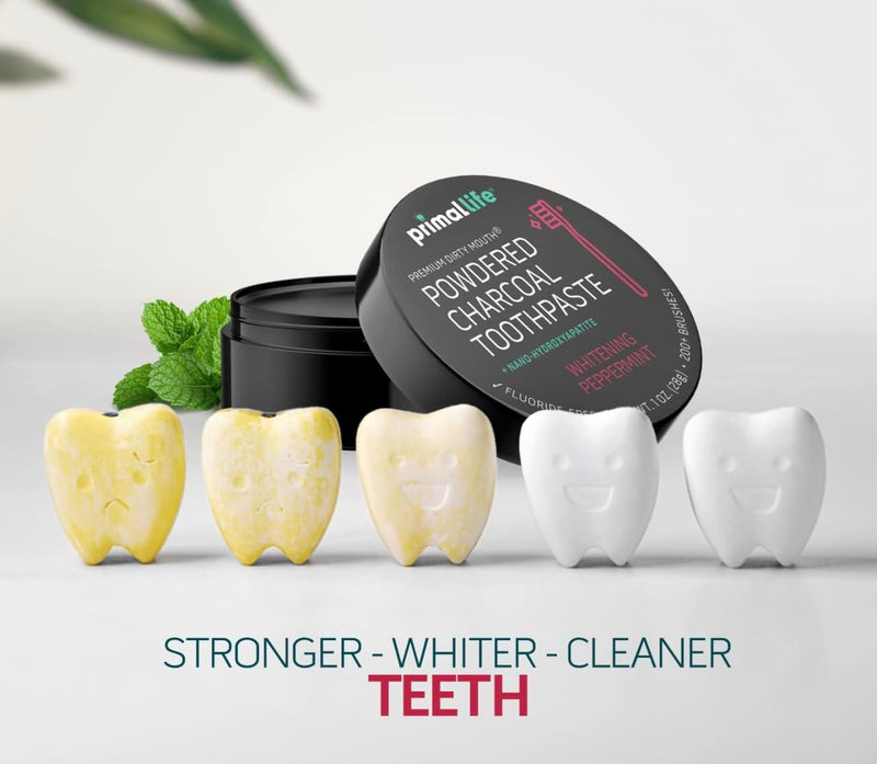 [Australia] - 2 Pack of Primal: Lifee Organics! - Dirty Mouth Toothpowder, Activated Charcoal Tooth Cleaning Powder with Kaolin & Bentonite Clay, Organic, Whitening Peppermint, 1oz 2 Pack +LuxProdX Sticker 