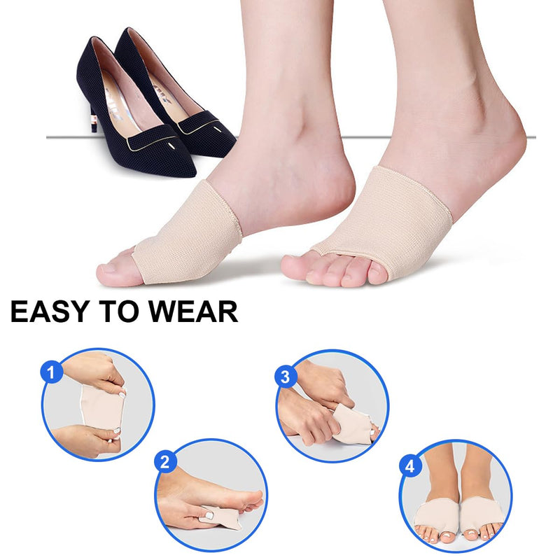 [Australia] - Ruayia Bunion pad forefoot, reusable forefoot pad, fabric forefoot pads, non-slip feet soles, ball of foot metatarsal cushion, high heel insoles pads - skin color - S 
