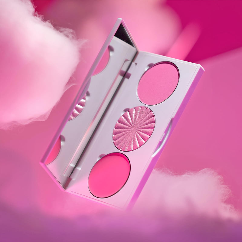 [Australia] - OFRA Midi Palette Cotton Candy Skies - Face Makeup Palette - 3 Pigmented Pink Blushes - Matte, Satin and Cream - Cruelty-Free Blush Palette, Highlighter Palette and Colorful Eyeshadow Palette 