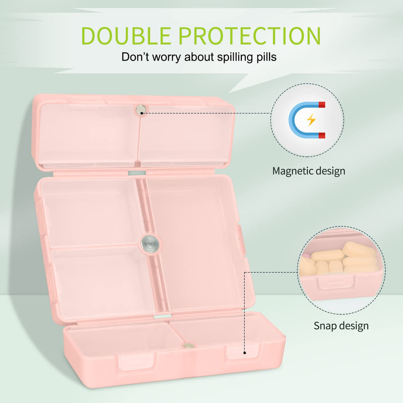 [Australia] - FYY Daily Pill Organizer, 7 Compartments Portable Travel Pill Case [Folding Design]Pill Box for Purse Pocket to Hold Vitamins,Cod Liver Oil,Supplements and Medication-Pink Small Pink 