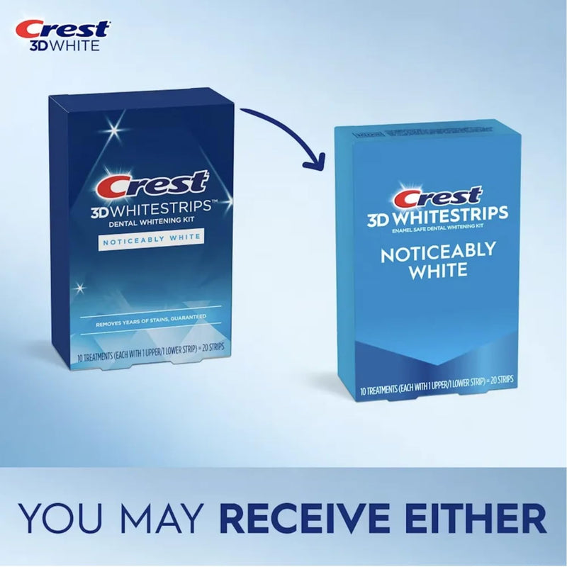 Crest 3D Whitestrips, Noticeably White, Teeth Whitening Strip Kit, 20 Strips (10 Count Pack) Unflavored 20 Count (Pack of 1)