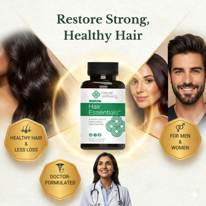 Natural Wellbeing Hair Essentials – DHT Blocker Hair Growth Supplement for Women & Men – Saw Palmetto, Biotin, – Vegan Capsules – Stops Shedding & Thinning (90 Count, 1-Month Supply) 90 Count (Pack of 1)