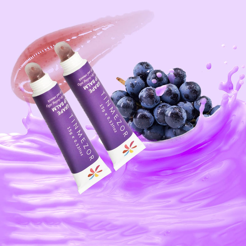 Hydrating Lip Balm - Hydrating Lip Glow & Plumper Gloss, Chapped Lips with Vitamin E, Aloe Vera Long-Lasting Hydration Formula Smooth and Silky Lips (2 pcs grape) 2grape