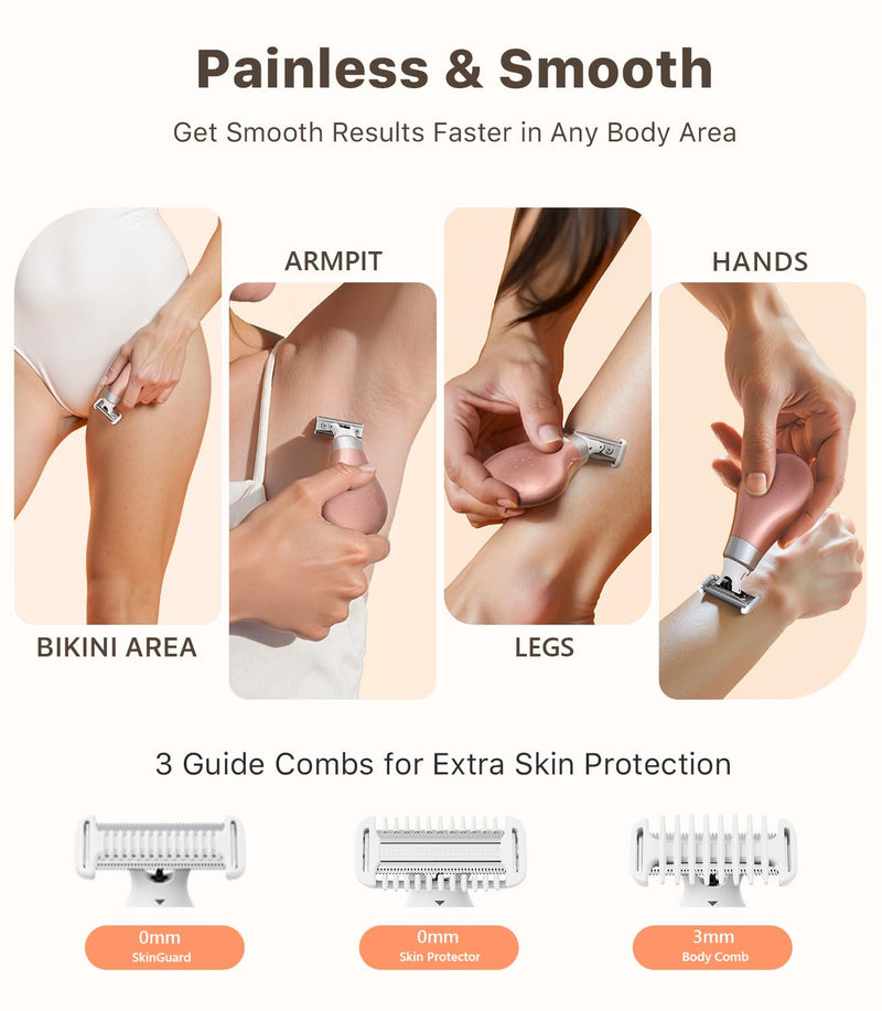 [Australia] - Mini Bikini Trimmer for Women - Intimate Pubic Hair Removal, Electric Body Groomer, Small Portable Wet/Dry Shaver, Magnetic Blade, USB-C Rechargeable with Travel Case, Easy to Clean (Gold) 