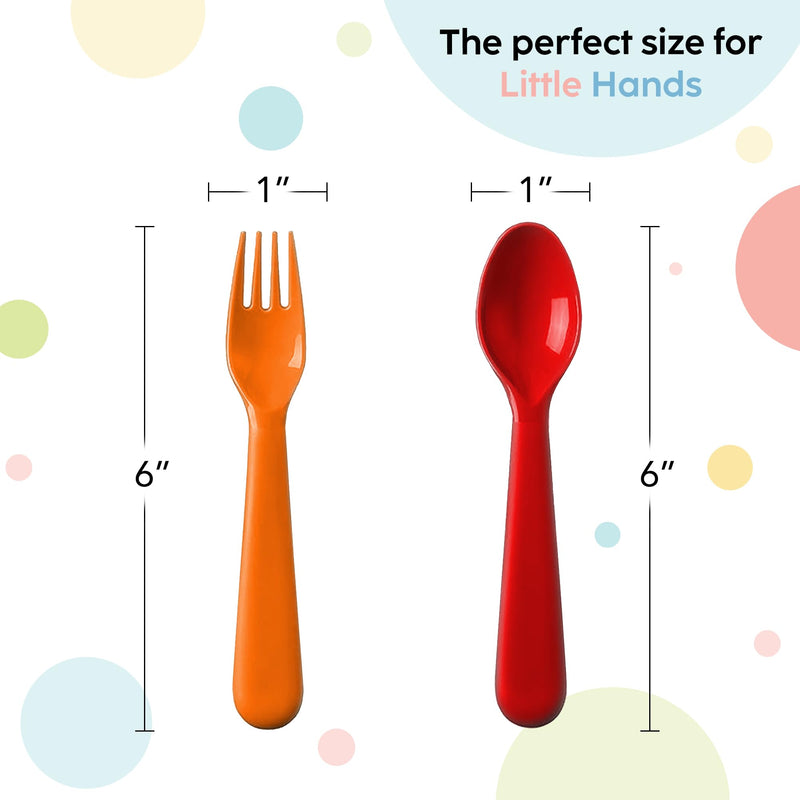 [Australia] - Plastic Toddler Utensils Set of 12 Kids Utensils Forks and Spoons - BPA FREE/Dishwasher Safe Toddlers Silverware Set Brightly Colored Children's Safe Flatware Cutlery Set 