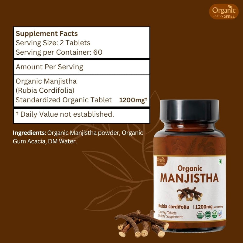 [Australia] - Manjistha 120 Tablets | Rubia Cordifolia (Manjistha) | USDA Organic Certified | Supports Lymphatic Health* | Dietary Supplement - 120tab 1 